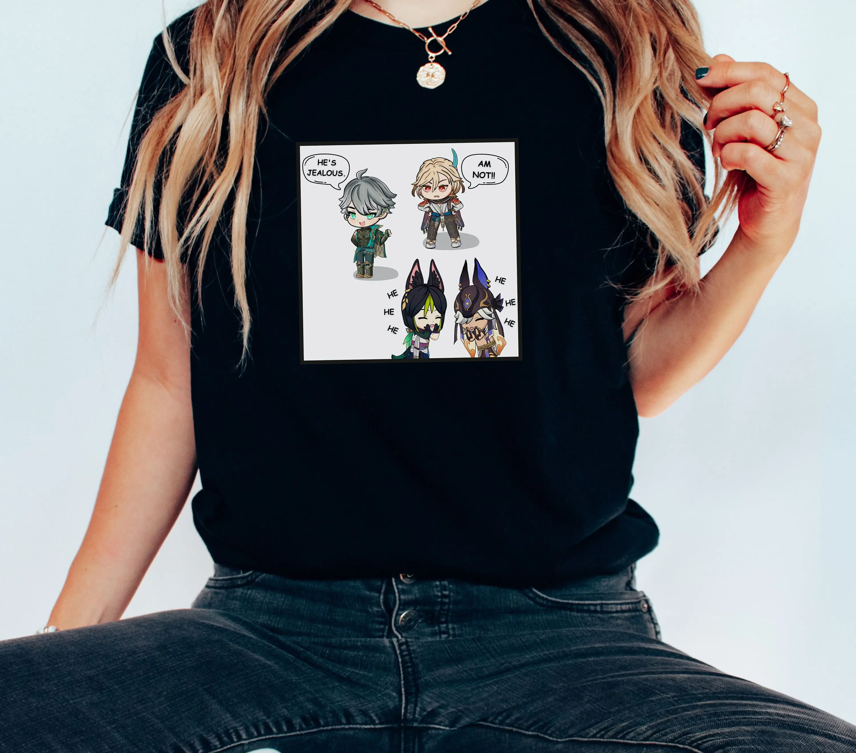 Hij 'S Jaloerse T-Shirt Genshin Impact Kaveh Alhaitham Anime Husbando Gaming Cyno Tighnari
