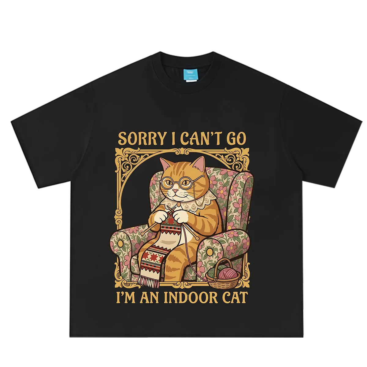 Sorry I Can't Go I'm An Indoor Cat Funny Cat Printed T-Shirt Men Women Aesthetic Trend T Shirts Summer Casual Cotton T-shirts