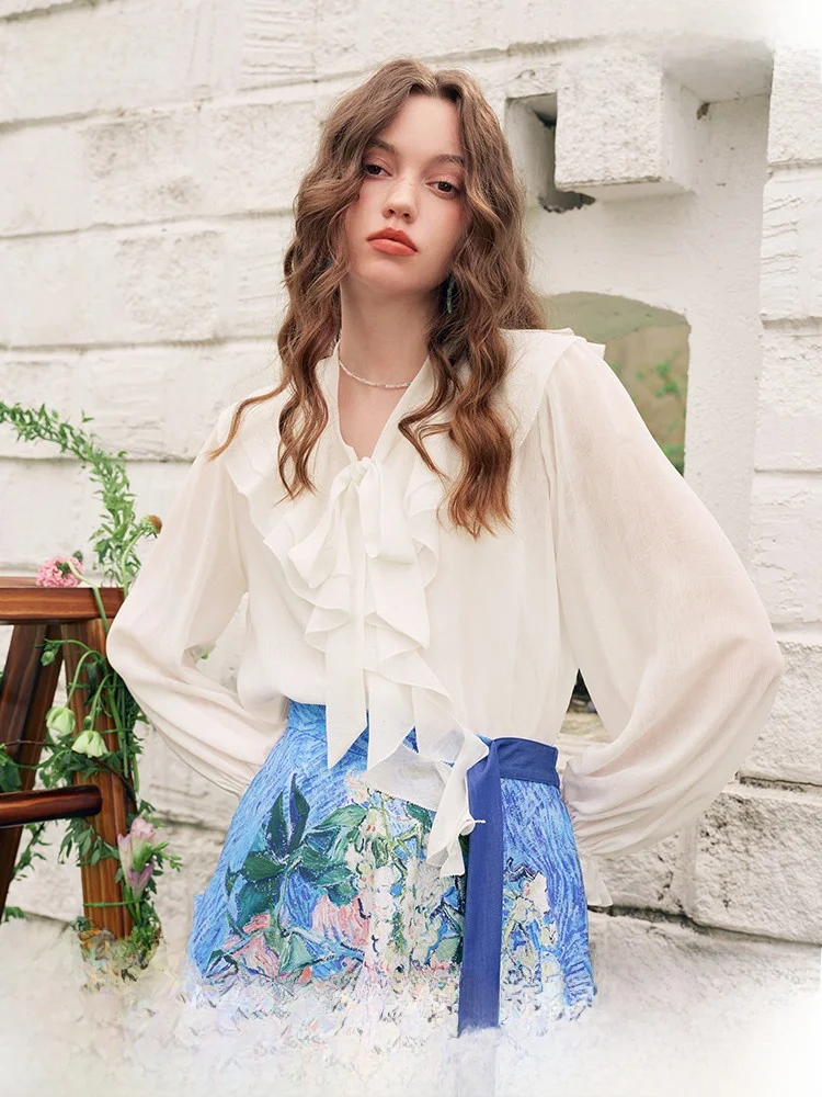 

Tuo Zhi San Summer New Sle Long Sve irt Women's Loose Fit French Sle Polyester Fabric Breathable Skin-Friendly Two-P...