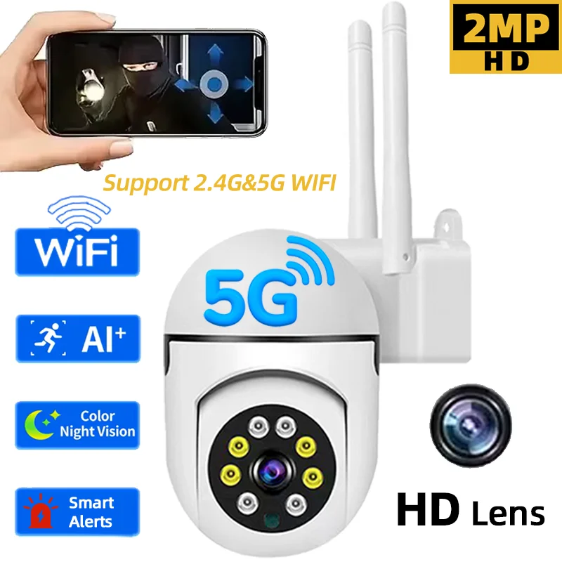 

﻿ Камера наблюдения 2MP 1080P HD WIFI IP-камера PTZ 2,4G/5G аудио видеонаблюдение уличная беспроводная водонепроницаемая камера ночного видения