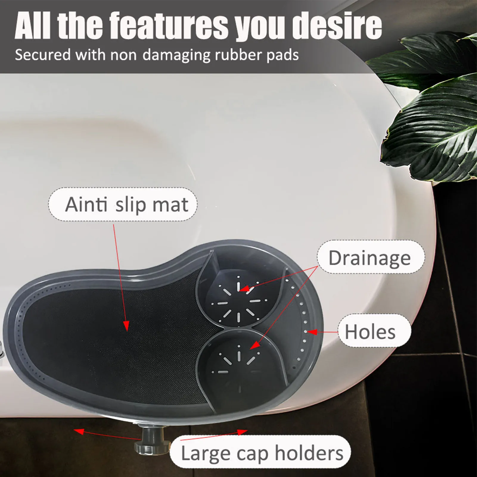 حوض استحمام ساخن صينية تقديم حوض استحمام ساخن قابل للتعديل البلاستيك المضادة للانزلاق مع حامل الكأس حوض استحمام ساخن صينية تقديم لكتب المشروبات الغذاء