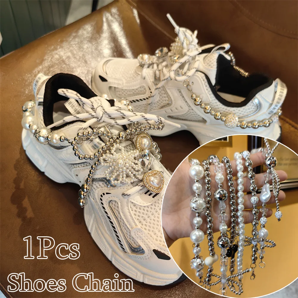 

1PCS Luxury Shoes Chain Boots Y2K Shoe Accessories Pearl Shoes Charms Decorations For Sneaker Phone Bag Pendant Key Chain