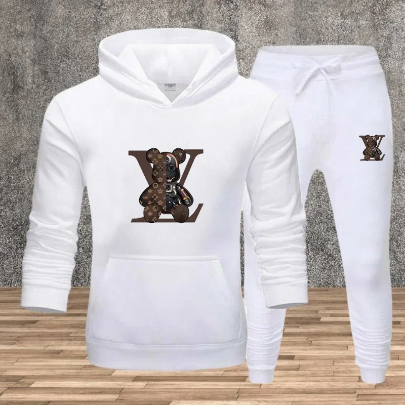 

New Autumn Men's Street Jogging Fitness Set, a Two-piece Set of Casual Hooded Sweatshirt and Sweatpants for Daily Comfort Men