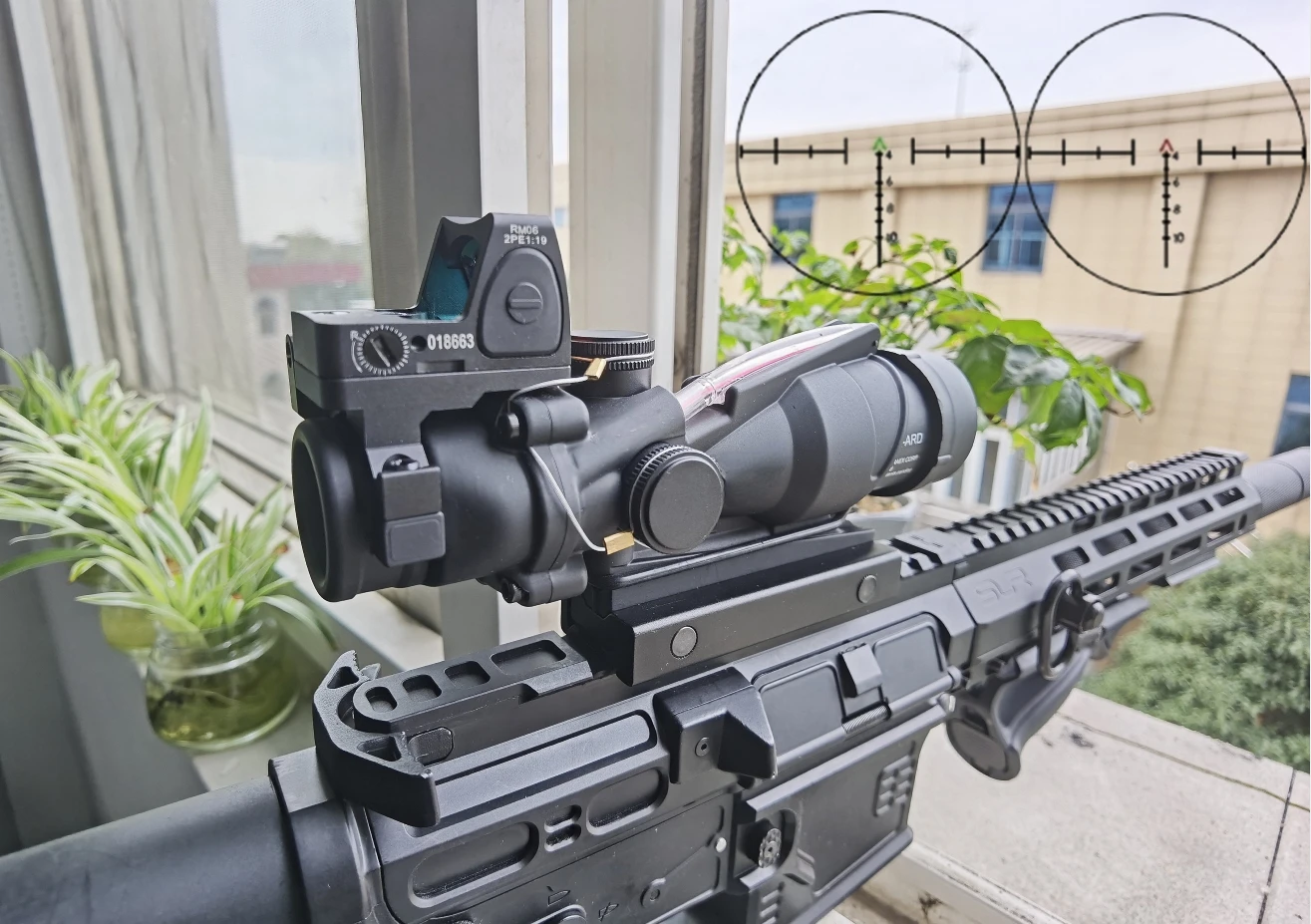 

ACOG 4X32 With RMR Real Fiber Optics Red Green Dot Illuminated Chevron Glass Etched Reticle Tactical Optical Scope Hunting Sight