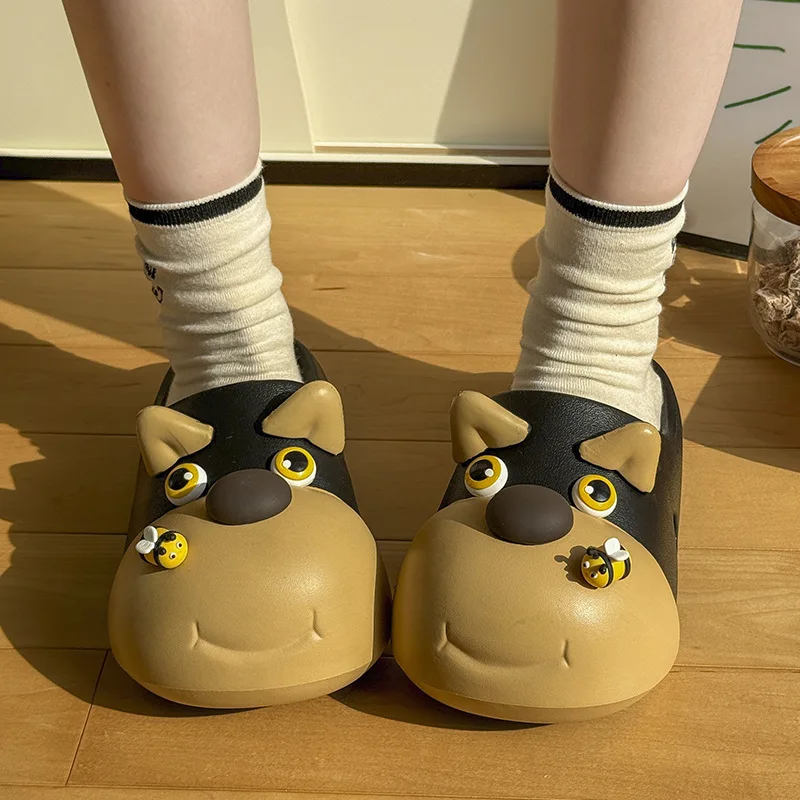 

Cute 3D Dog Face Slippers for Women Men Funny Cartoon Bee Decor EVA Slides Comfy Non-Slip Indoor Home Slippers