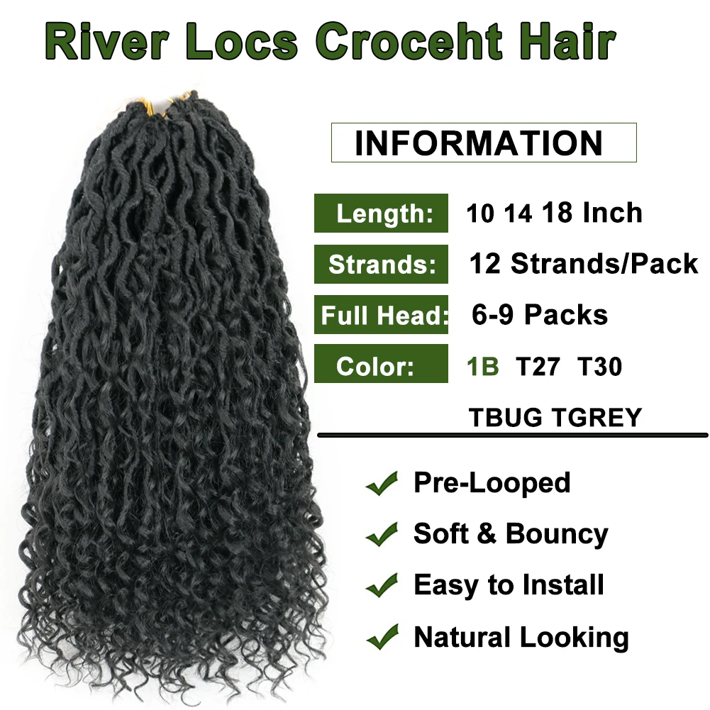 Ombre Grey Goddess Locs Crochet Hair 10 14 18 Inch Soft River Locs Curly Pre Looped Crochet Braids Synthetic Hair Extensions