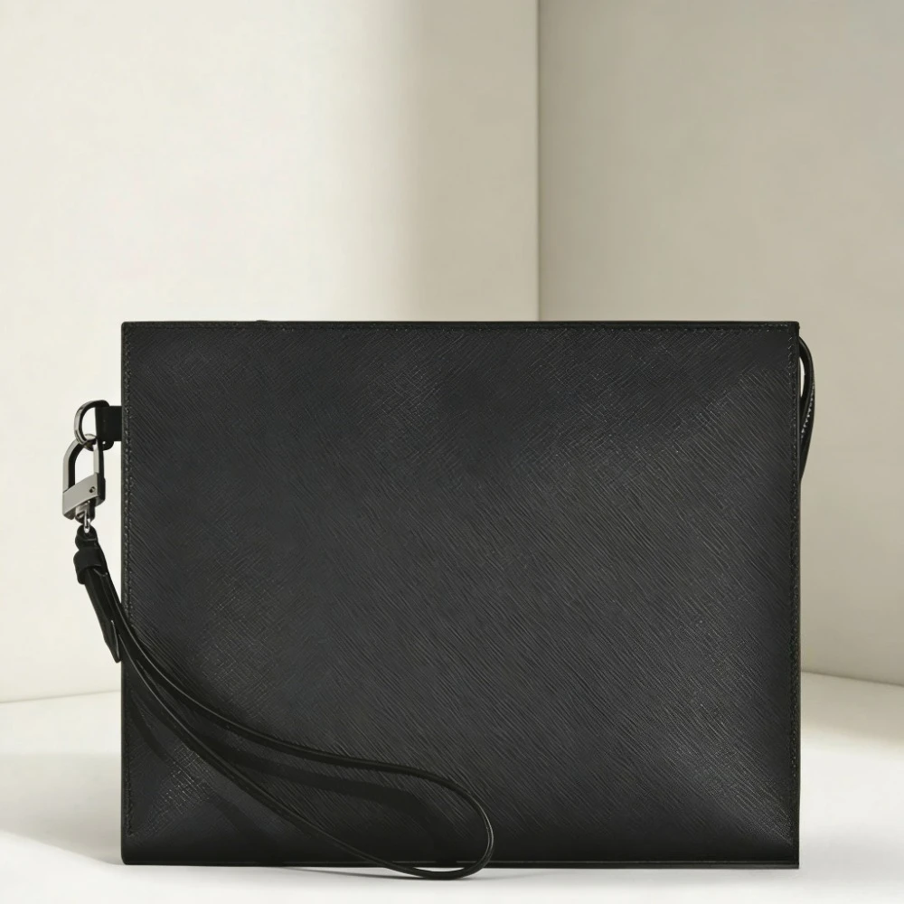 

Luxury Men's Clutch Bag Leather Business Designer Large Capacity Tote Bag 11-inch Tablet Phone for Office Travel Daily Commuting