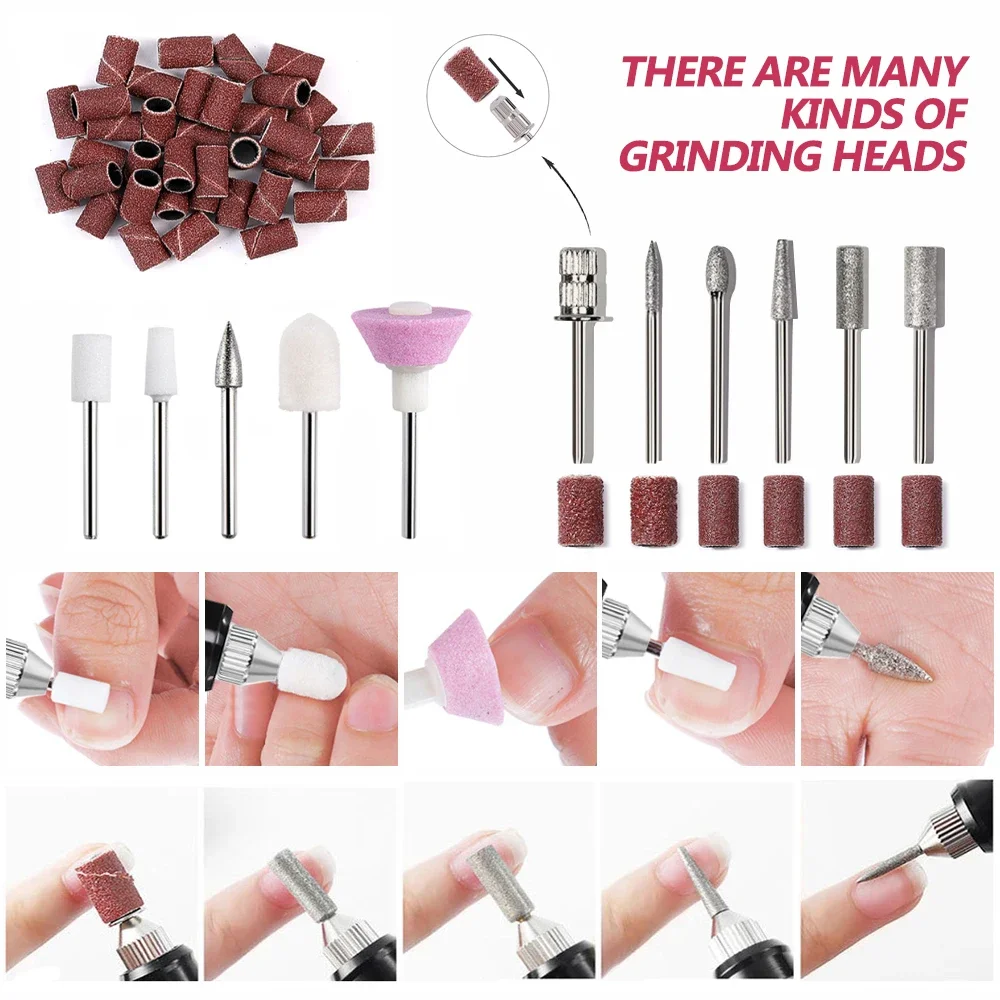 LINMANDA Set di trapani elettrici per unghie Set di trapani per manicure Frese per lime per unghie Forte strumento per lucidare le unghie