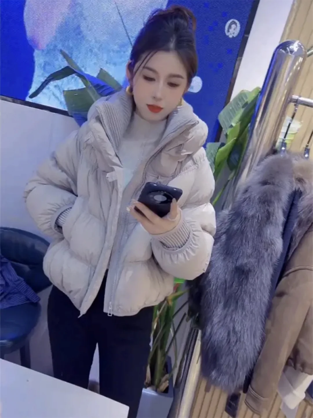 

Women's ort Knitted Hooded Cotton Jaet Thiened Winter Coat Warm Bread Sle Clothes Casual Loose Fit Online Exclusive