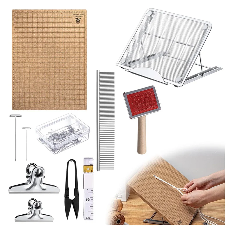 

CGS-Tassel Supplies Lace Plate Adjustable Holder With 100 T-Pins Double Sided Grid Bracelet Making Plate For Braiding Making