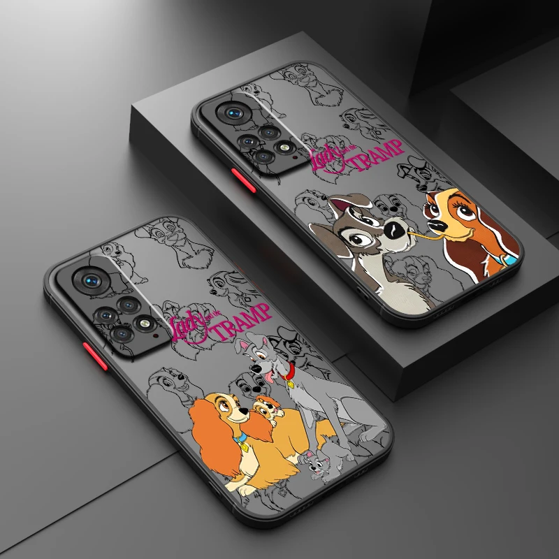 Disney Lady And The Tramp Frosted Translucent For Redmi Note 13R 13 12 12S 12T 11 11T 11E 10 Pro Plus 5G TPU Phone Case