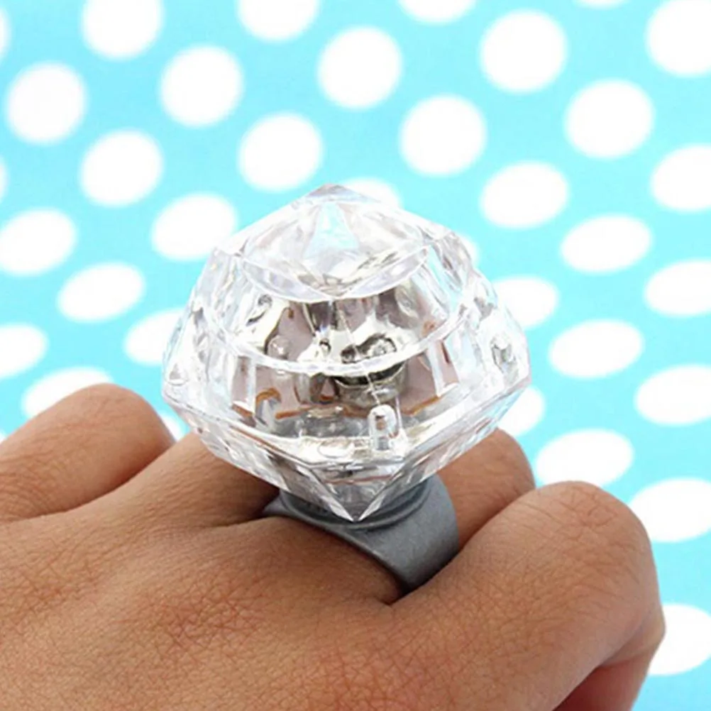 

10 Pcs LED Glowing Diamond Ring The Jewelry Rings Flashing Props Girl for Girls