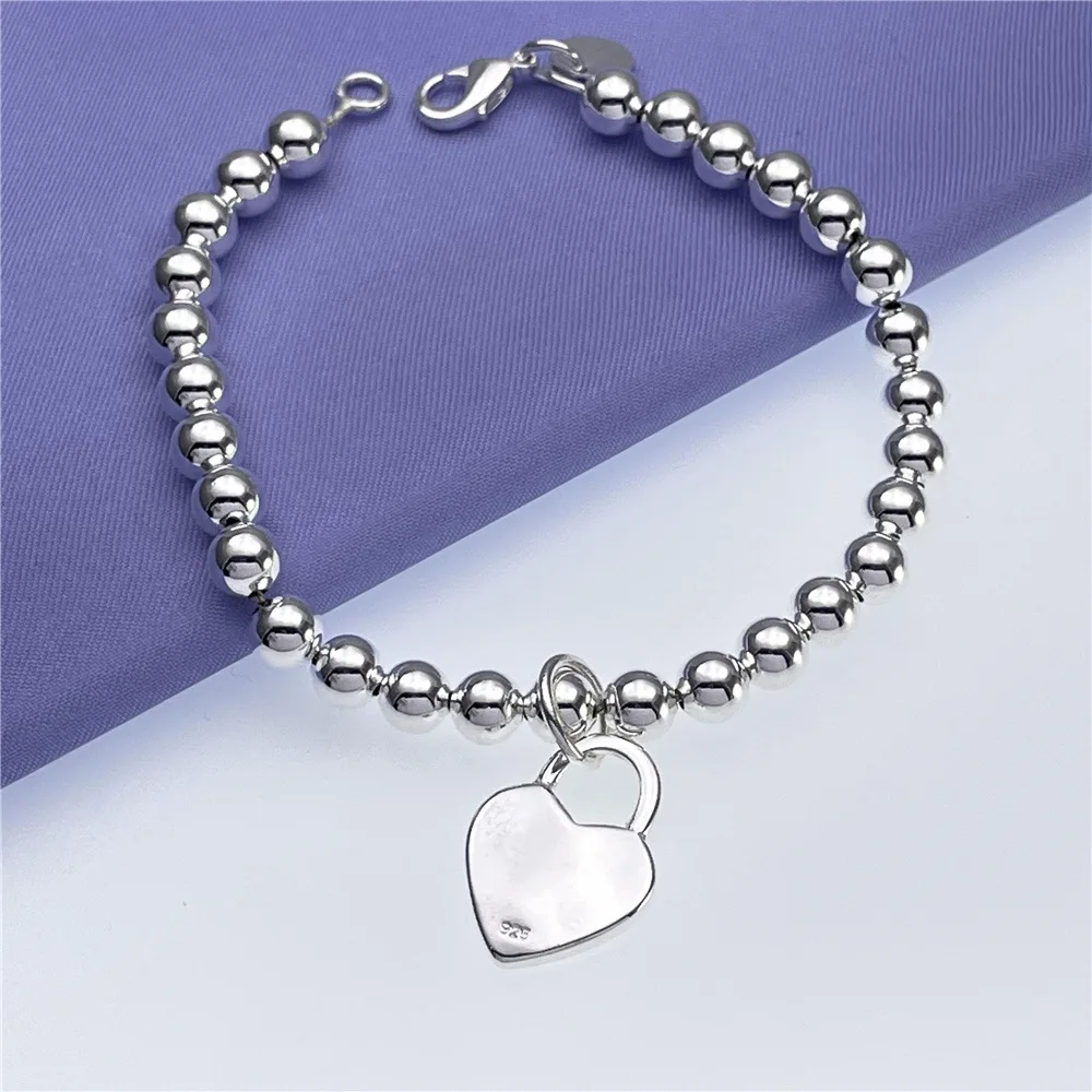 Pulsera con colgante de corazón para mujer, de Plata de Ley 925, joyería Original para fiesta de boda, regalos de vacaciones