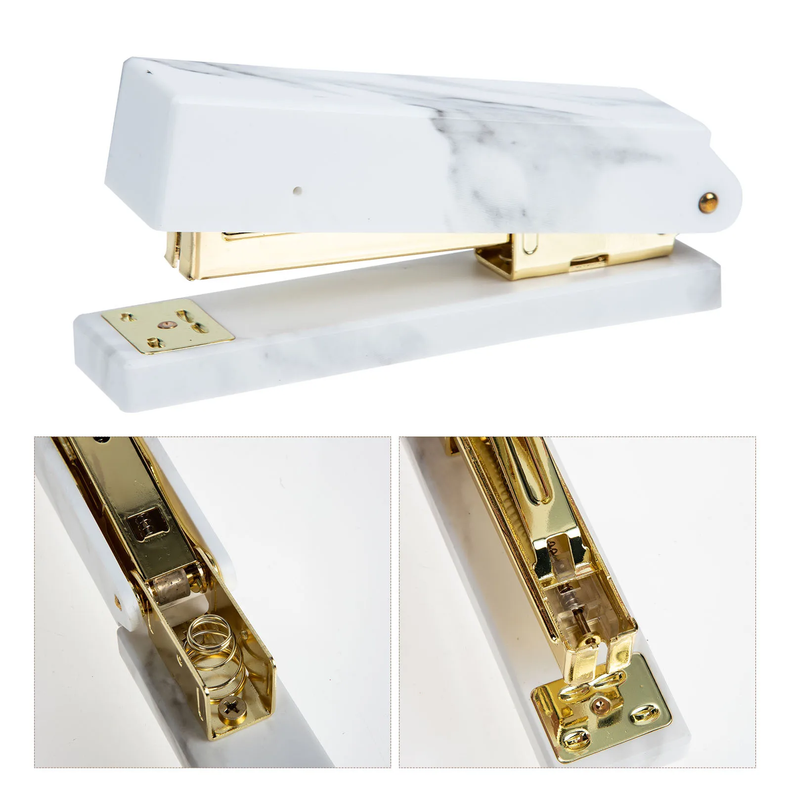 دباسة ذهبية شديدة التحمل تدوم طويلاً، أداة تدبيس مريحة، ملحقات سطح المكتب الاحترافية لتنظيم المكتب والمنزل #3