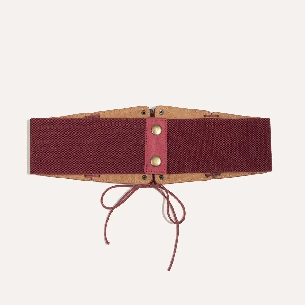 Faja elástica ajustable elegante para niña, cinturón ancho de gamuza de cuero PU de Color sólido, corsé de cintura elástica