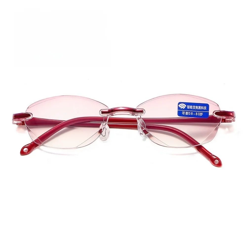 Rahmenlose Lesebrille für Damen, bifokal, weit und nah, blaues Licht blockierende Dioptrien +1,0 +1,5 +2,0 +2,5 +3,0 +3,5 +4,0 – Detail 5