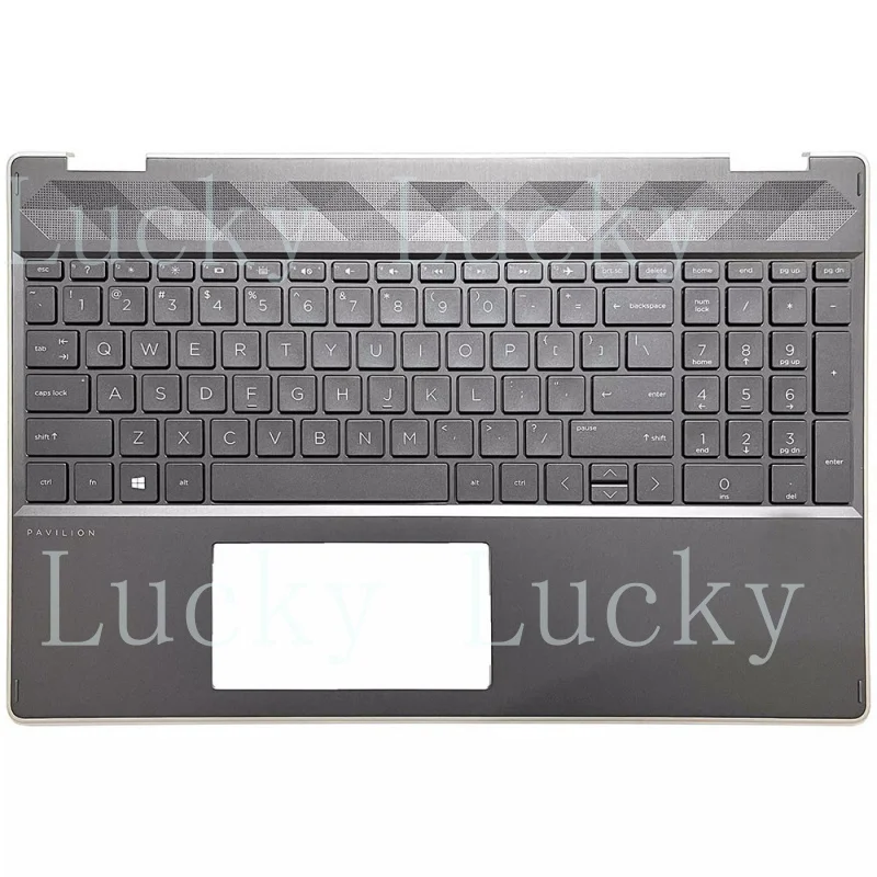 f   US Keyboard&PalmRest For HP 15-DQ L51522-001 backlit non-fingerprint gold frame