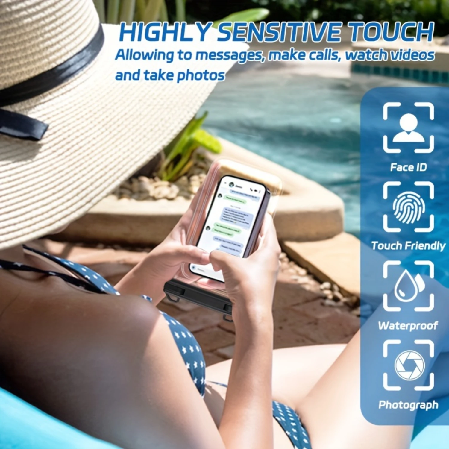 경량 PVC 휴대폰 방수 케이스, IPX8 다이빙 방수 핸드폰 가방, 15용 스크린 방수 휴대폰 파우치