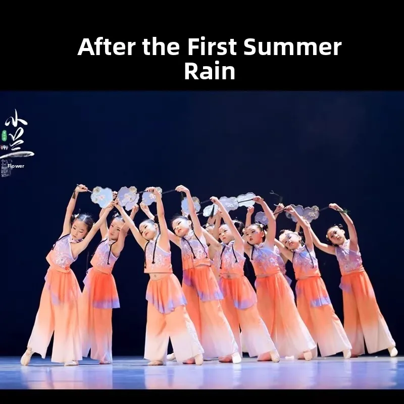 

Детский сценический костюм после дождя: элегантный классический танцевальный наряд Ханьфу, причудливая этническая сценическая одежда для детей