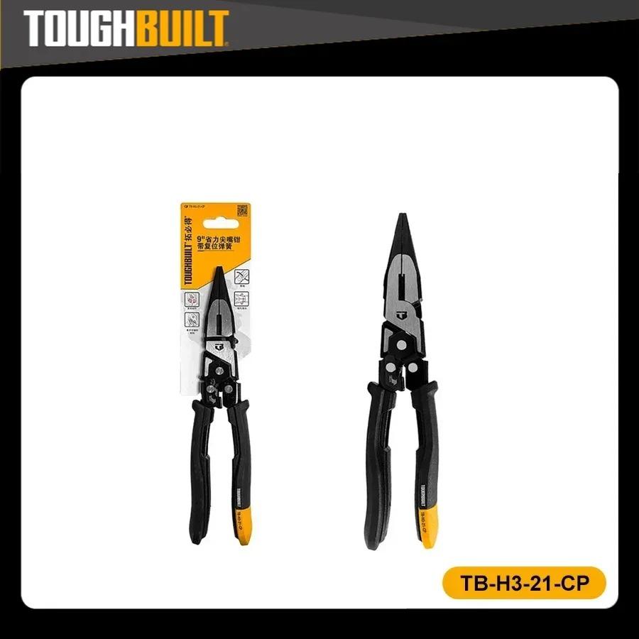 

TOUGHBUILT TB-H3-21-CP 9-inch Labor-saving Sharp-nosed Pliers with Reset Spring Hand Tools