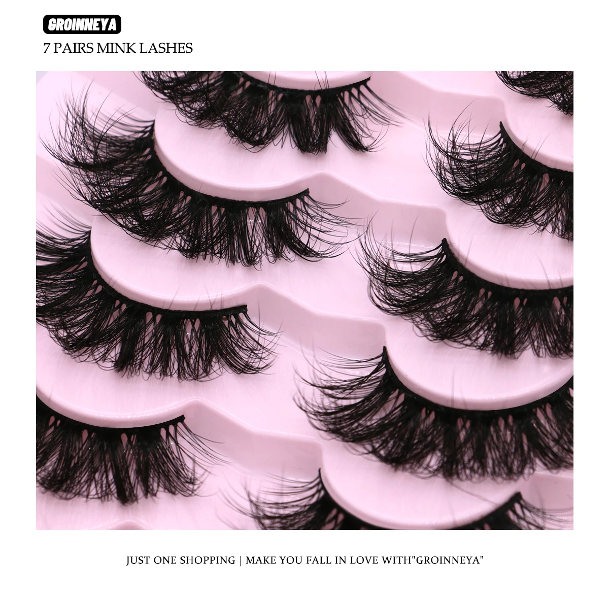 GROINNEYA Lashes Mink Fluffy 5/7 Pairs Eyelashes Long Lasting  Wispy Natural Lashes Dramatic Volume lashes Extension Thick  Long