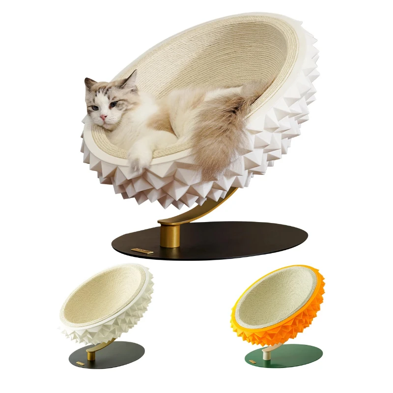 3 in 1 luxury soft silicone durian shell hemp rope cat scratching bed nest wear-resistant cat sisal scratching post pet bed