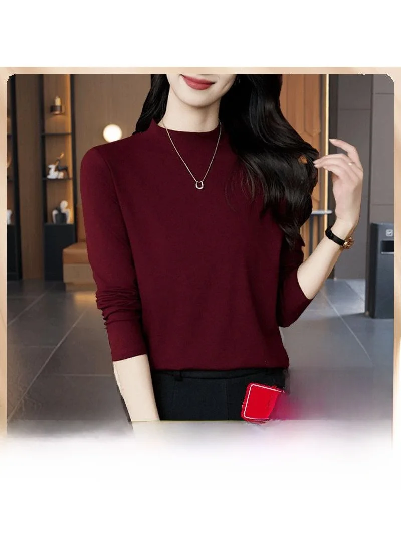 

Женская модная осенне-зимняя футболка-база с начесом, повседневная, с длинным рукавом, для ношения под одеждой