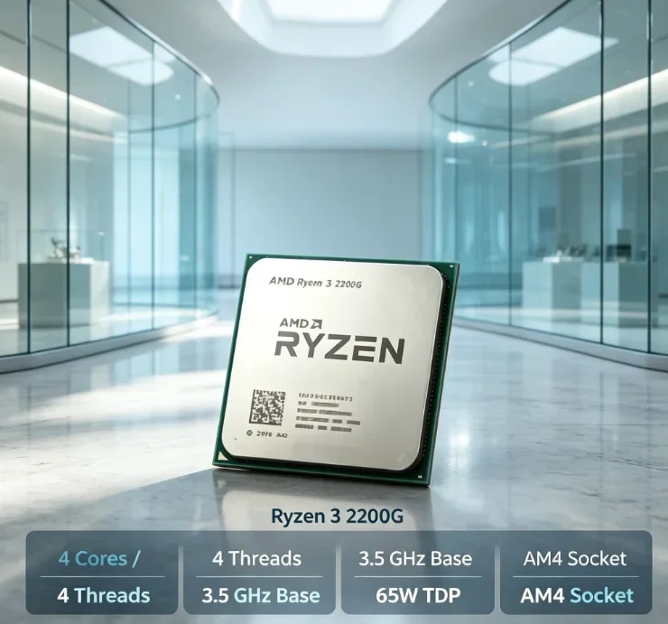 Processeur de bureau AMD R3 2200G pour jeux en ligne, graphismes APU Radeon Vega 8, 4 cœurs, 4 threads, 3,5 GHz, AM4, 65 W