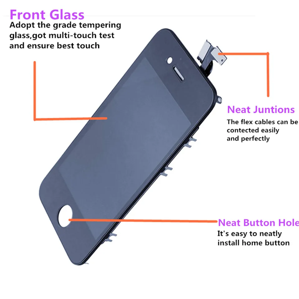 Pantalla LCD para iPhone 4 4S, digitalizador táctil de repuesto para iPhone 5 5C 5S SE 4S 4, sin píxeles muertos 4