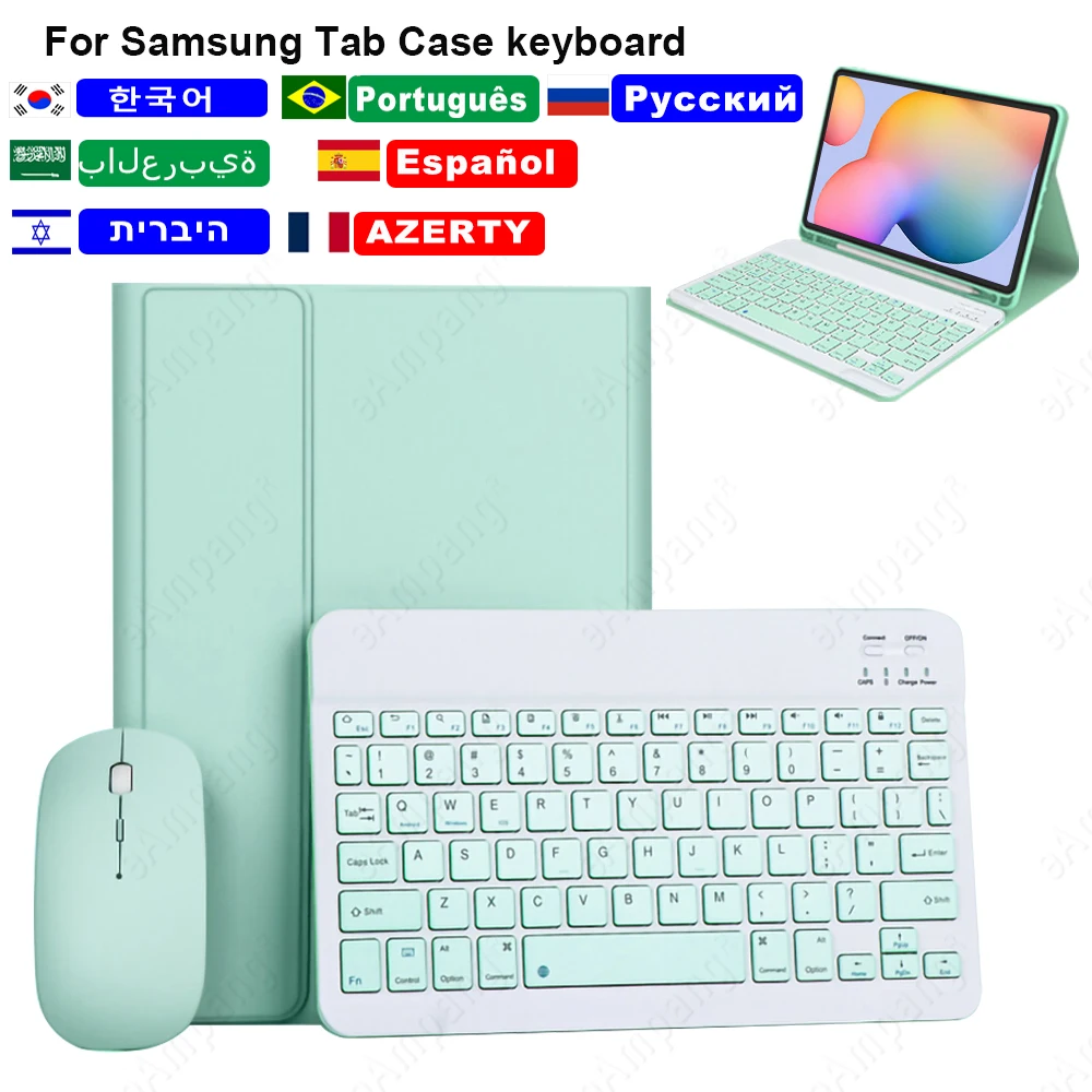 Keyboard Case For Samsung Galaxy Tab A9 Plus A7 10.4 A8 10.5 S6 Lite S7 S8 11 S9 FE Russian Spanish Korean Portuguese Keyboard