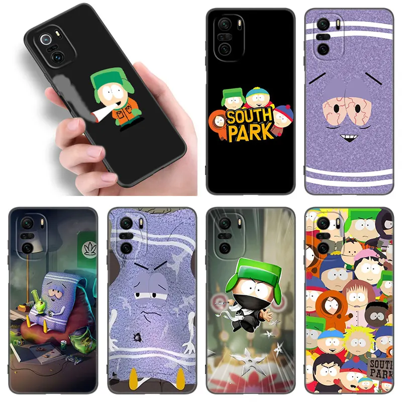 Funny S-South Park Black Silicone Phone Case For Xiaomi 11 Lite 10T 11T 13T 14 Pro POCO M3 M4 M6 X3 NFC X4 X5 Pro F5