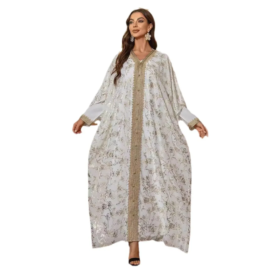 Chiffon White Evening Dress for Women Abayas Dubai Arabia Loose Muslim Sets 2-piece Women Turkish Kaftan Vestido Longo Feminino