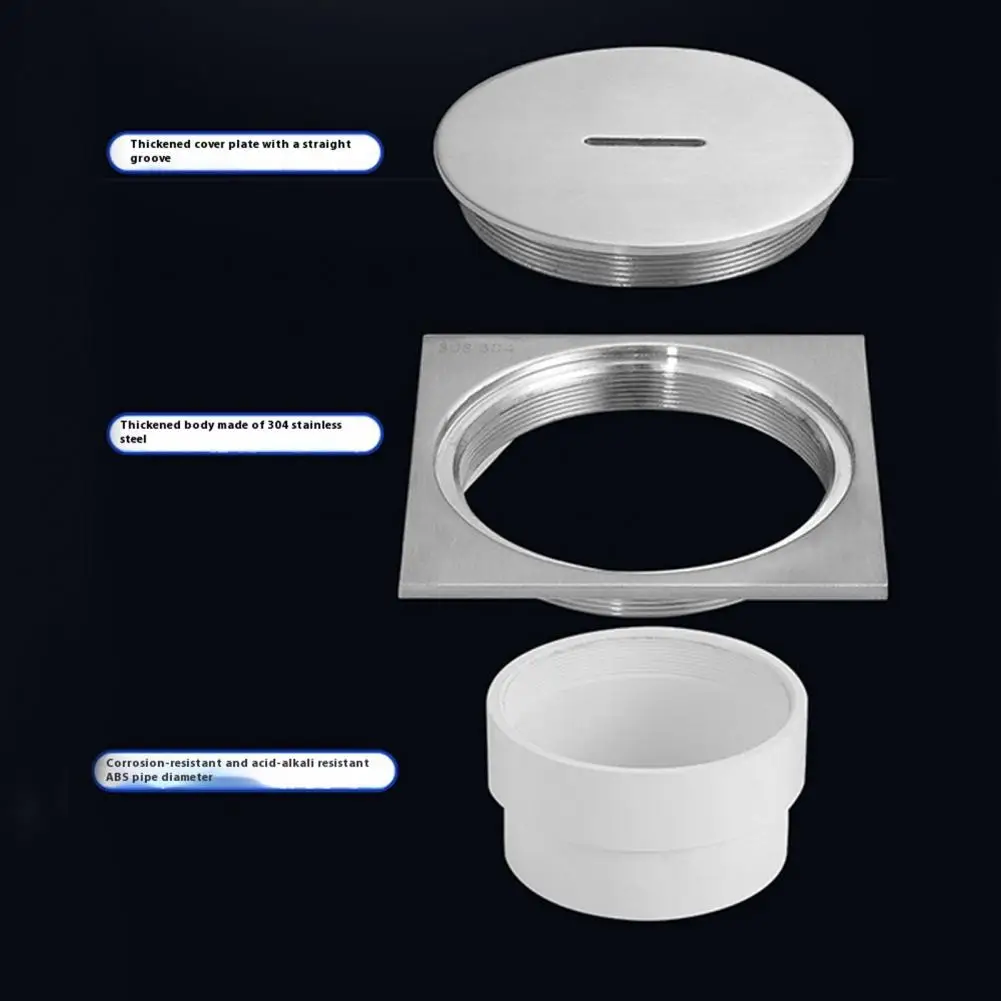 

Слив для пола из нержавеющей стали с высоким расходом, простая установка, квадратный слив для душа, аксессуары для ванной комнаты, кухни, балкона