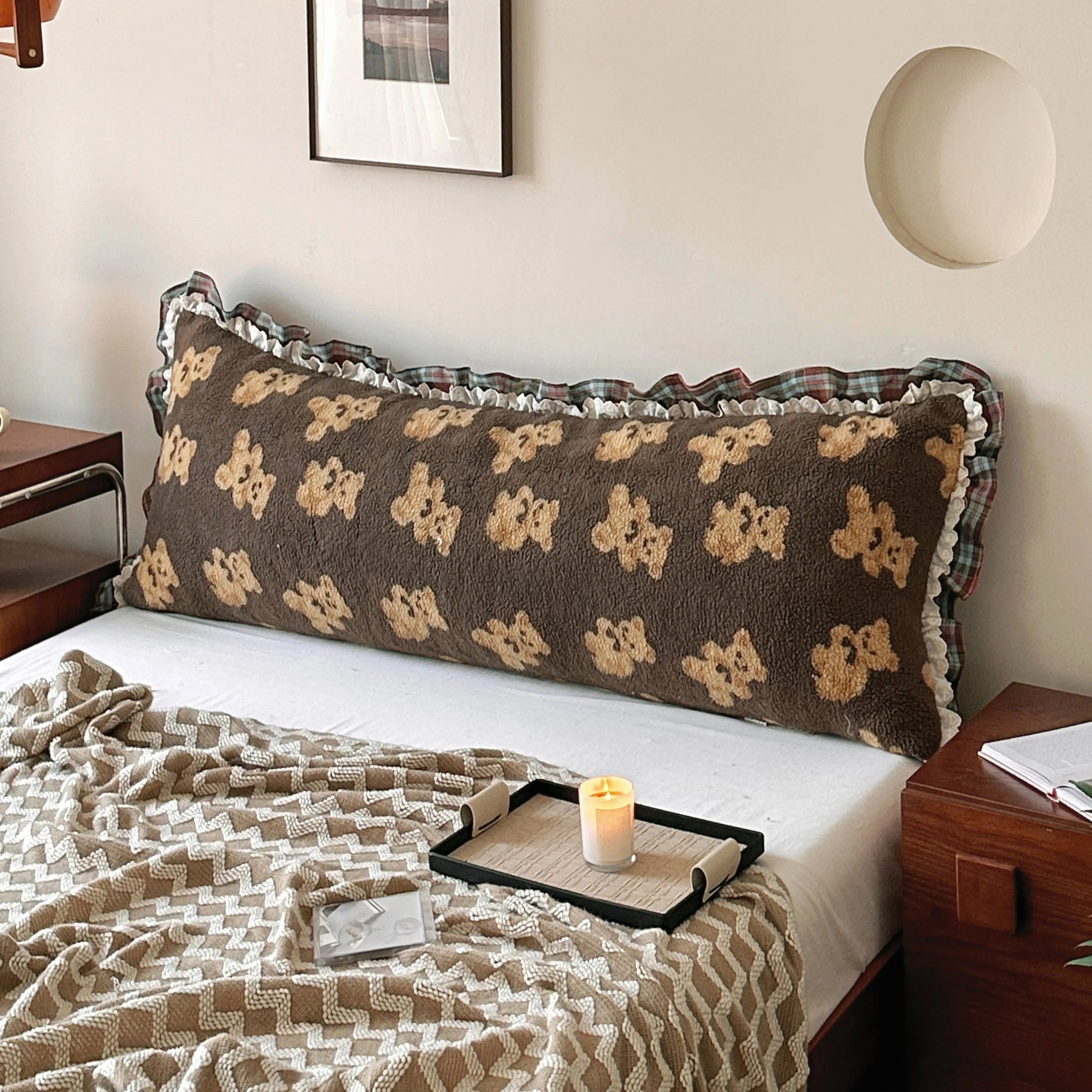 

Detachable Soft Cuion Barest Bede Pillow Double Size Tat Bedroom Waist Support Cover Fabric Home Textile