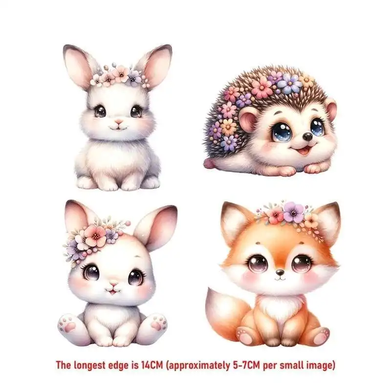 14 سنتيمتر دعوى أزهار لطيفة الحيوان الثعلب الحديد على نقل الحرارة ملصق للملابس Pinted الفينيل الحراري يزين قابل للغسل تي شيرت مائي