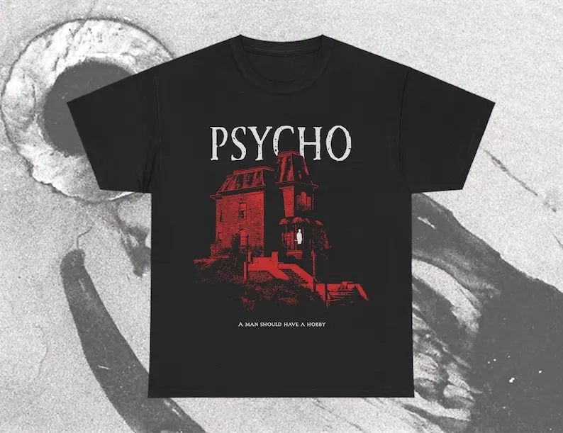 Psycho T-Shirt, Norman Bates TShirt, Hitchcock T Shirt; Horror Movie Halloween, Movies TEE Shirt