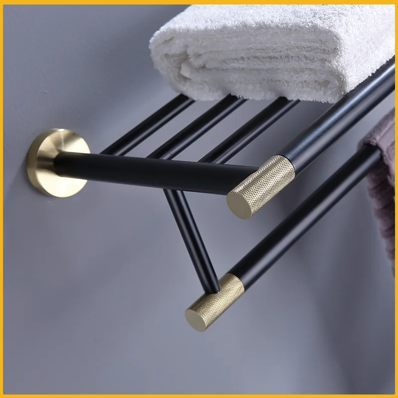 

Brushed Gold Black Bathroom Hardware Set - Coat Hook Towel Rack Paper Towel Holder Soap Pot Toothbrush Holder Modern Bathroom