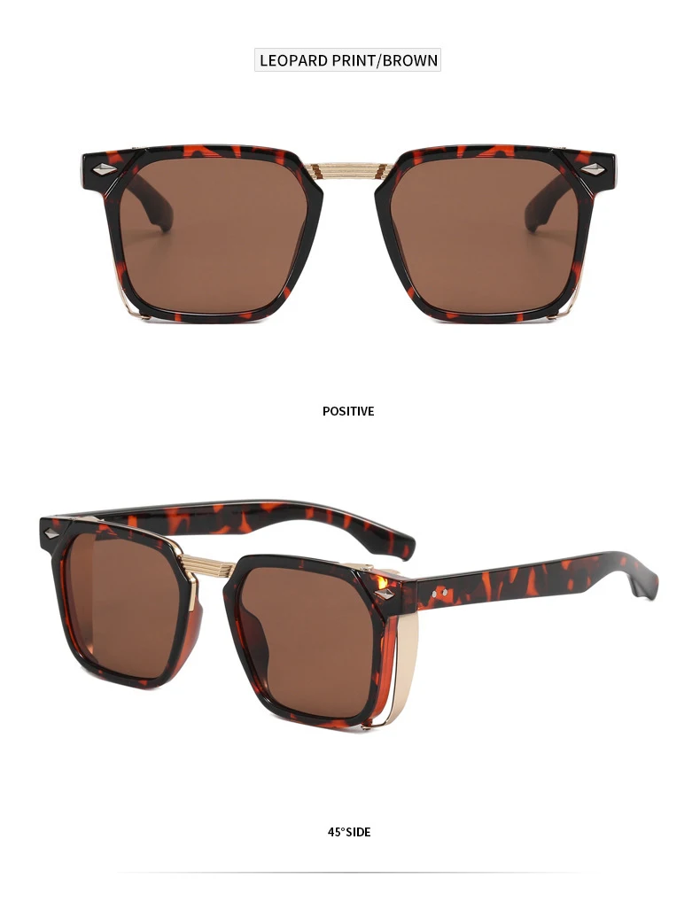 2023 mode Punk Sonnenbrille Für Männer Vintage Platz Steampunk Brille Luxus Sonnenbrille Frauen Trend Sonnenbrille Gafas De Sol – Detail 13