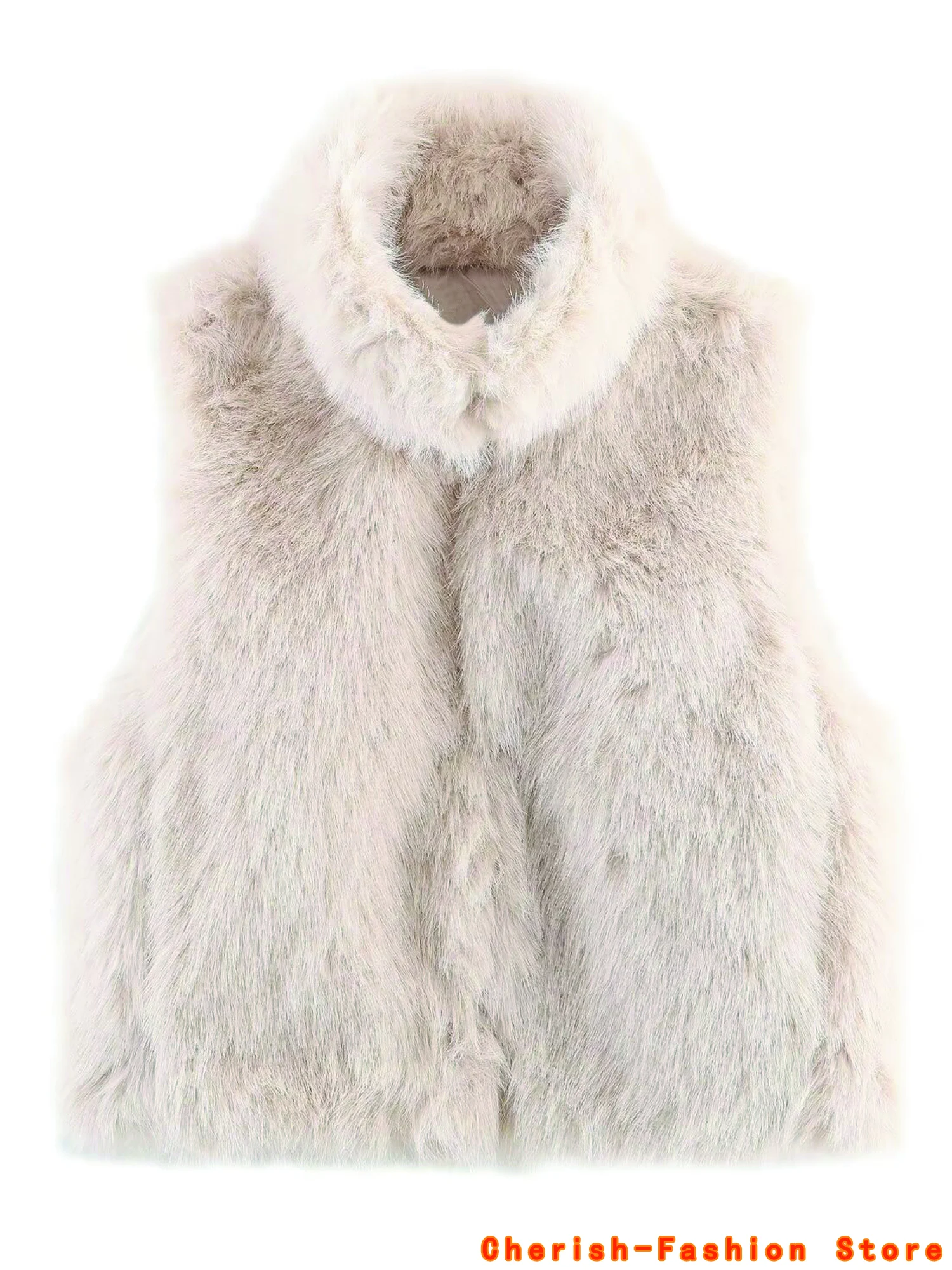 Neue modische Kunstpelz warme Weste Jacke Marke Kunstpelz High Neck ärmellose Weste Mantel Frauen Shaggy vorne offene Oberbekleidung Weste
