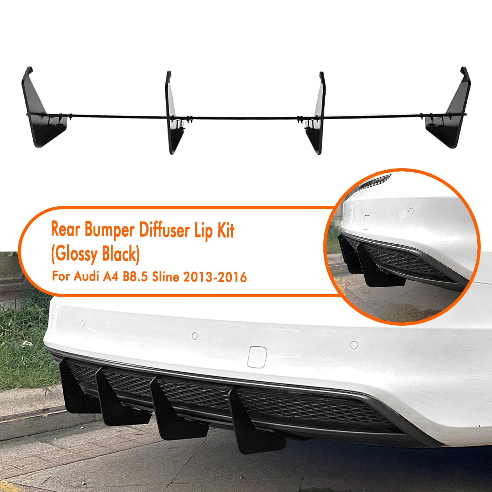 Car Rear Bumper Lower Diffuser Canard Fin Bracket For Audi A4 B8.5 2013 2014 2015 2016