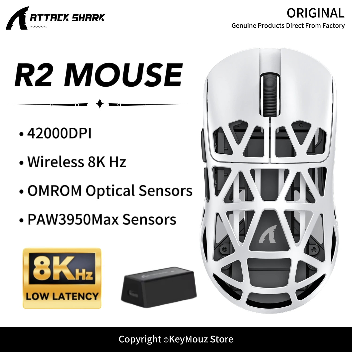 ATTACK SHARK R2 Wireless 8K Gaming Mouse Tri-Mode PAW3950Max Sensor 42KDPI Omron Optical Switch for PC Esports