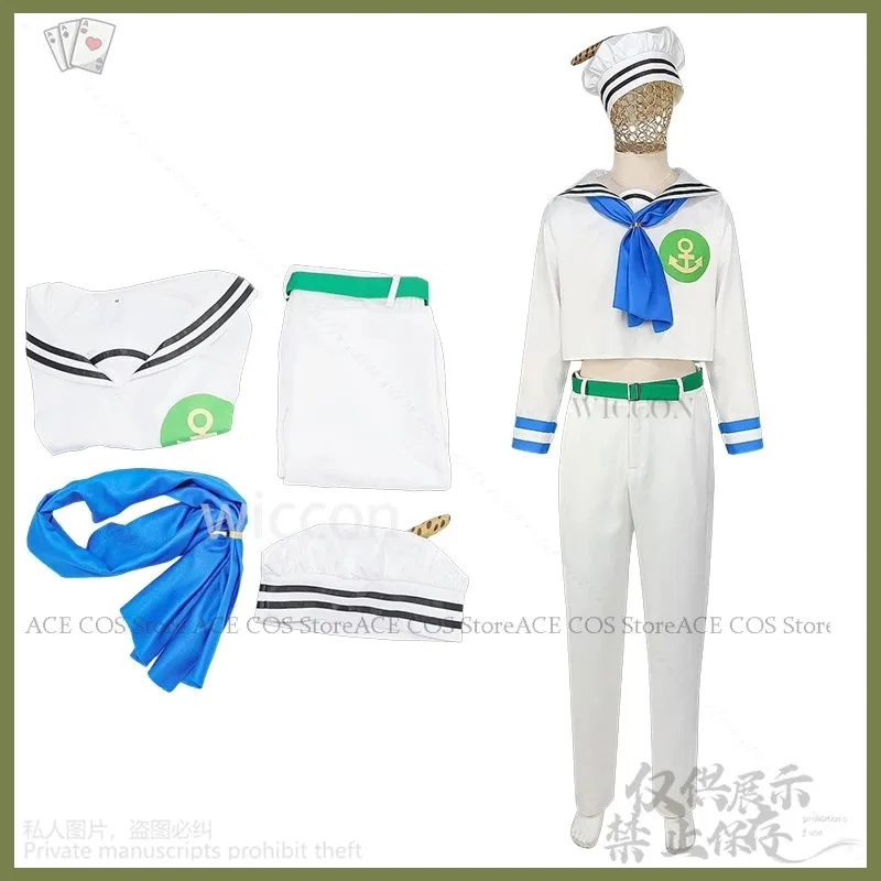 Anime Higashikata Josuke Jo Cosplay Anime Bizarre disfraz DK trajes de marinero blanco uniforme sombrero corbata conjunto Adventuree Jirai Kei