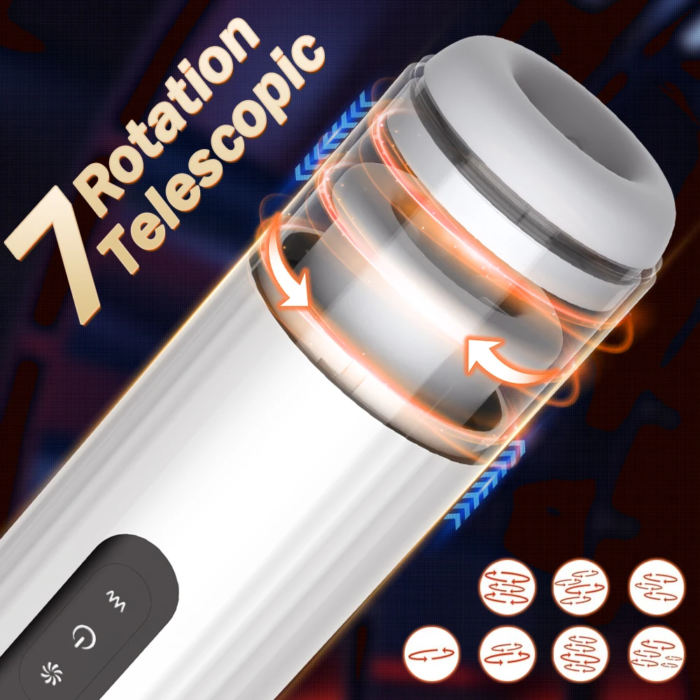 Automatic Telescopic Vibration Heated Male Masturbation Cup Sex Toys for Men Pocket Pussy Fleshlight Glans Massager Blowjob 18+