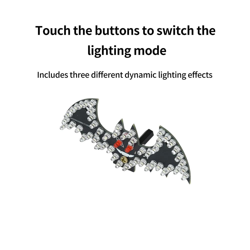 DC 5V LED Light DIY Bat Soldering Kit Touch Switch Fun Dynamic Lighting Beginner Electronic Welding Practice For Halloween TypeC