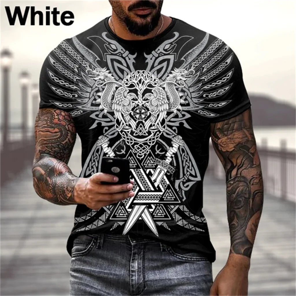 Viking Tattoos 3d Printing Oversized Harajuku Fashion Summer Men Casual Short Sleeve Streetwear T Shirt New