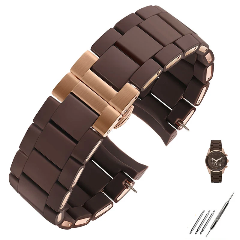 Steel in Silicone Watchband for AR5890 AR5889 AR5858 AR5920 AR5868 AR8023 Watches Band man 23mm woman 20mm straps