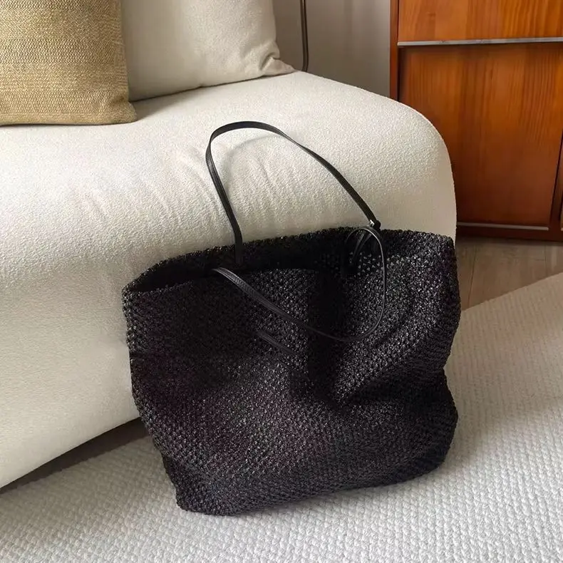 Openwork Woven Bag: Relaxed, Casual, Versatile, Large-Capacity Shoulder/Hand Tote for Women