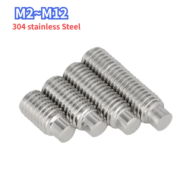 304 stainless Steel Terminal Grub Convex End Screw Hexagon Socket Set Screws With Dog Point M2 M2.5 M3 M4 M5 M6 M8 M12