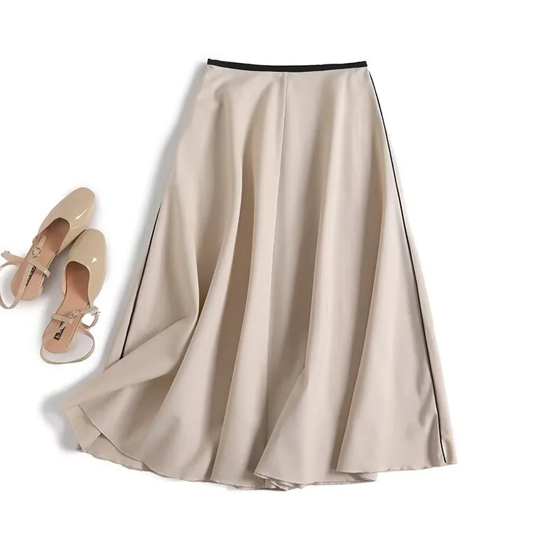 Maxdutti Southern France Lazy Cotton Linen Midi Skirt Minimalist Women's Fashion Commuting Style Elegant Skirts Woman Clothes