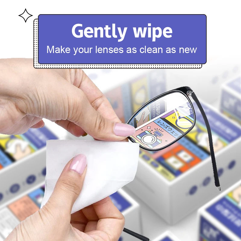 100Pcs High Quality Disposable Glasses Cleaning Cloth Glasses Anti-Fog Wipes Phone Screen Cleaning Wipes Remove Dust Tools